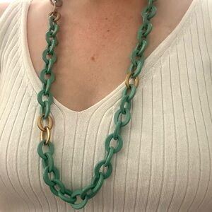 JCrew Teal and Gold Long Neacklace